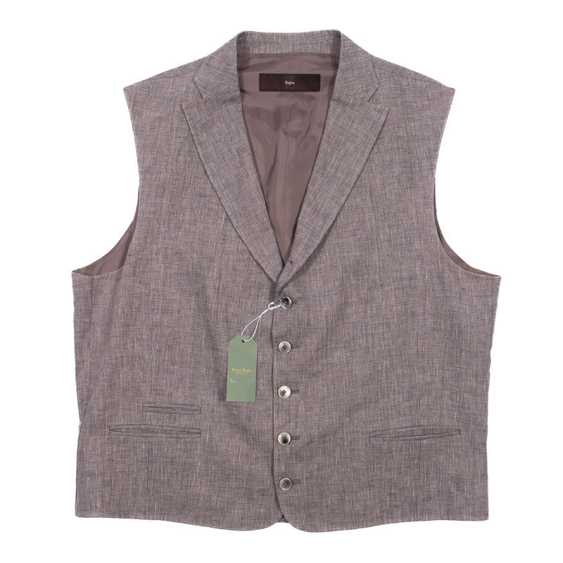 Zegna Grey Houndstooth Linen Waistcoat
