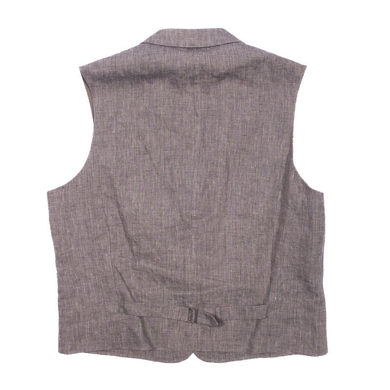 Zegna Grey Houndstooth Linen Waistcoat