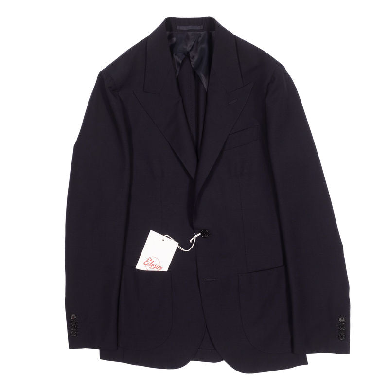 Neapolitan Hand Tailored Navy Peak Lapel Business Suit Sz 54