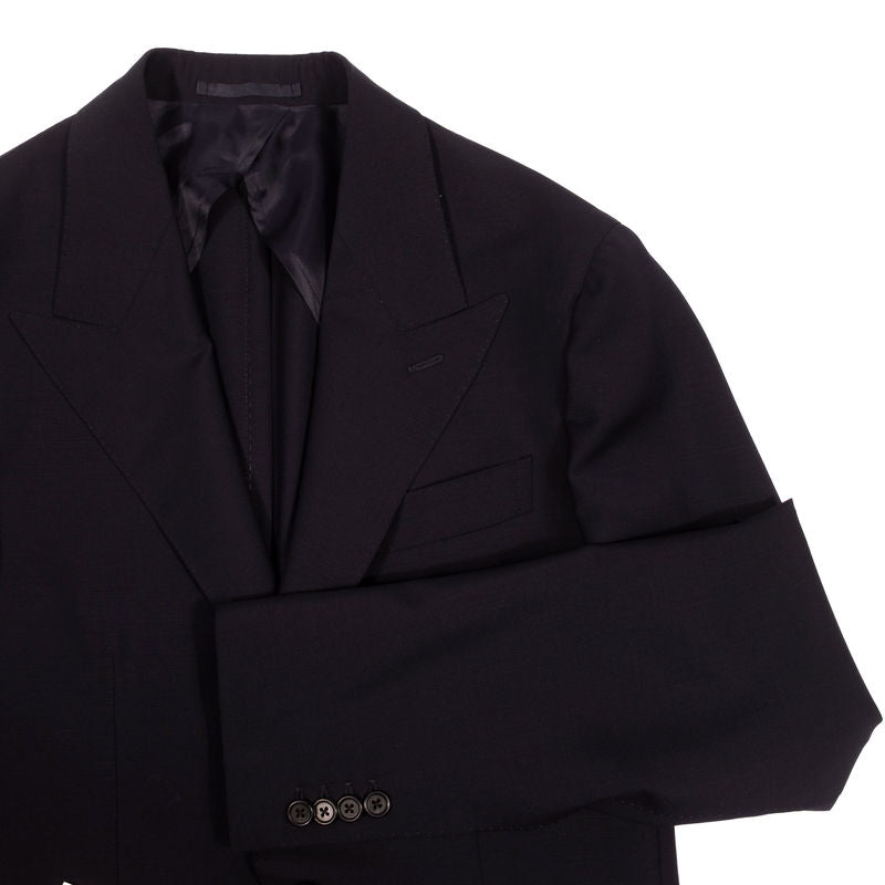 Neapolitan Hand Tailored Navy Peak Lapel Business Suit Sz 54