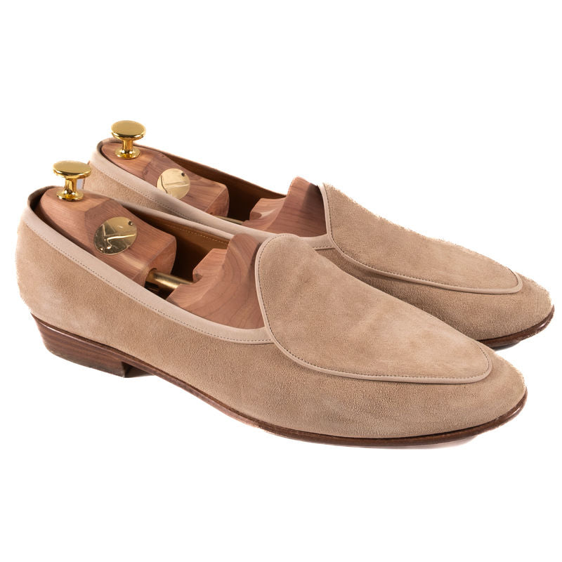 Baudoin & Lange Beige Suede Belgian Loafers Sz EU 43
