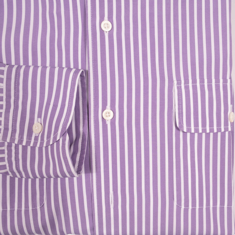 Purple Shirt with White Stripes