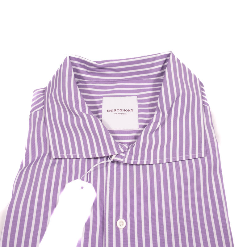 Purple Shirt with White Stripes