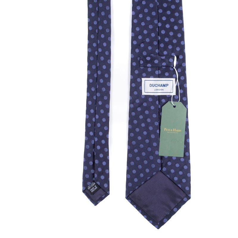 Duchamp Navy Polka Dot Tie