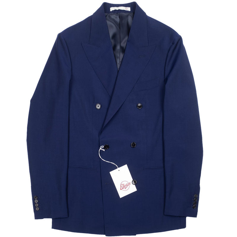 Neapolitan Hand Tailored Blue Double Breasted Holland & Sherry Wool Suit Sz 52