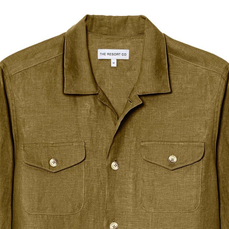 Olive Linen Overshirt