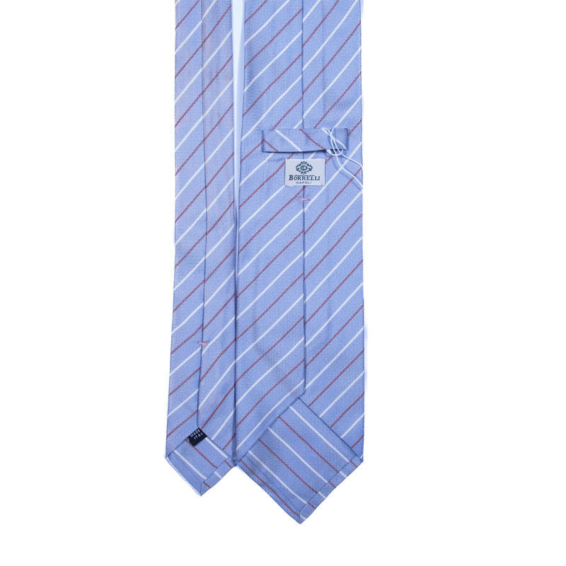 Borrelli Napoli Light Blue Striped 7 Fold Tie