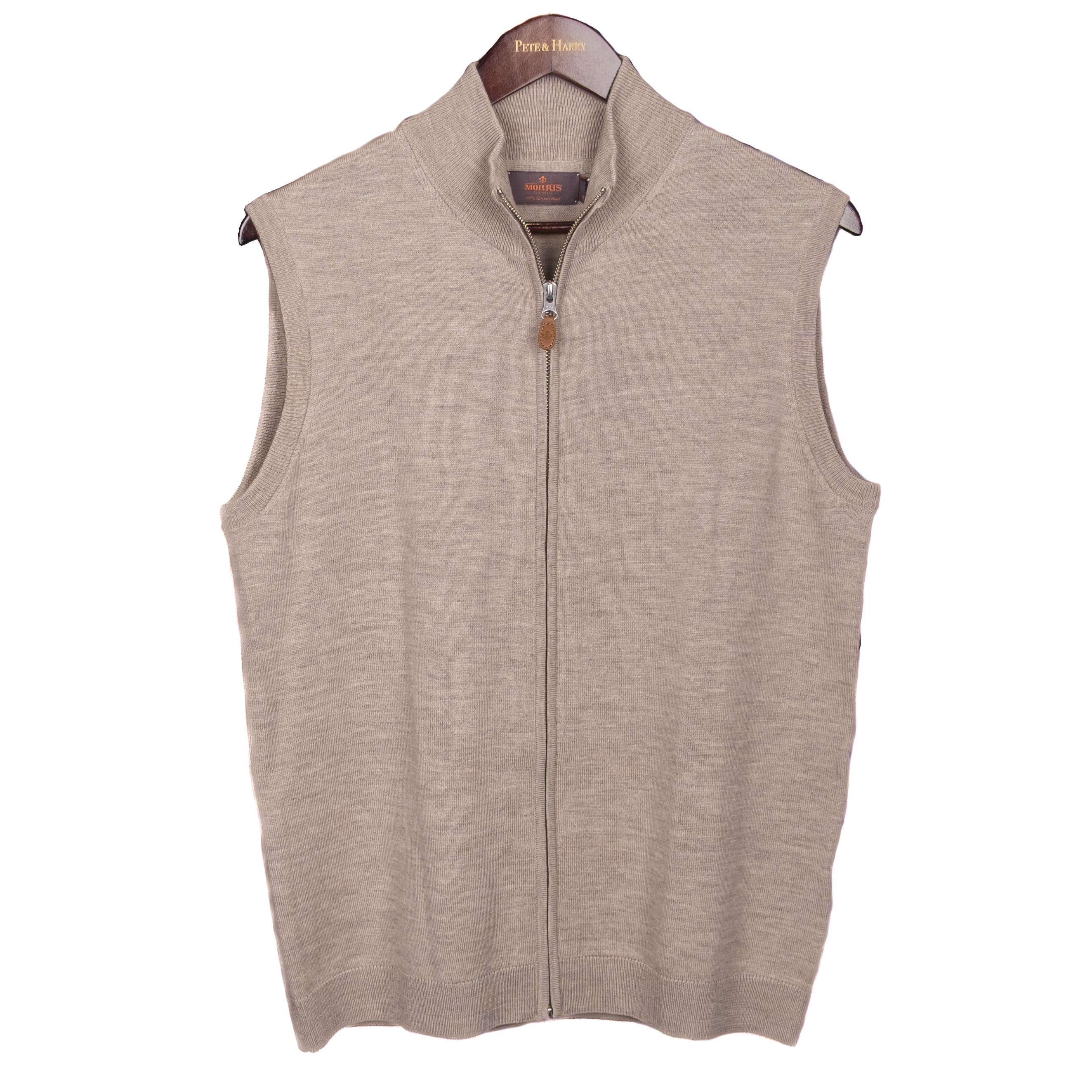 Taupe Merino Wool Full Zip Vest