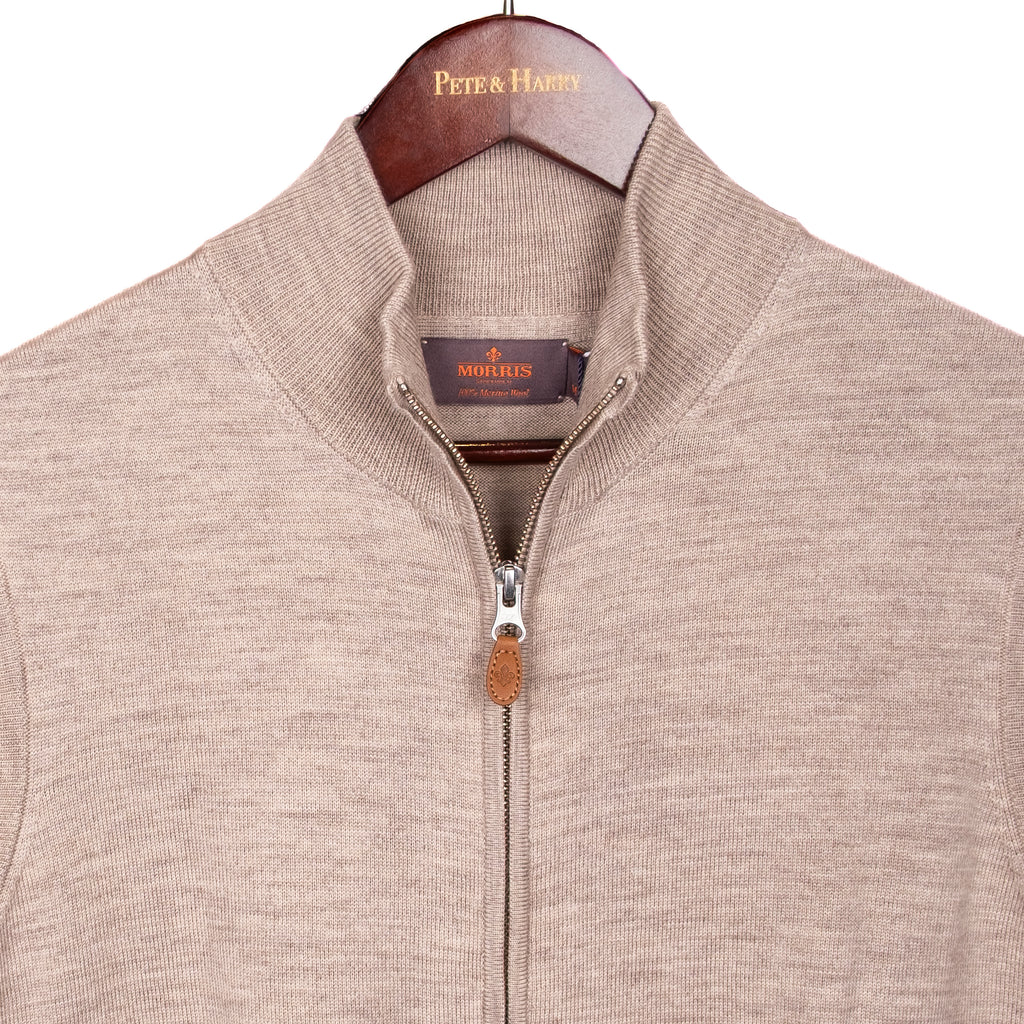 Taupe Merino Wool Full Zip Vest