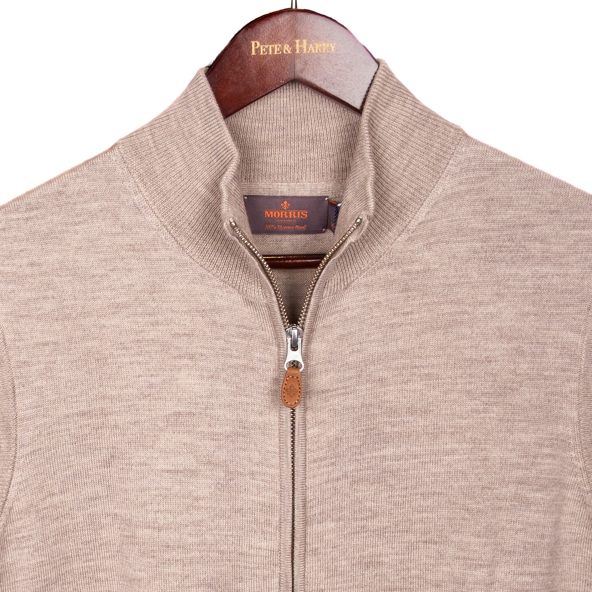Taupe Merino Wool Full Zip Vest