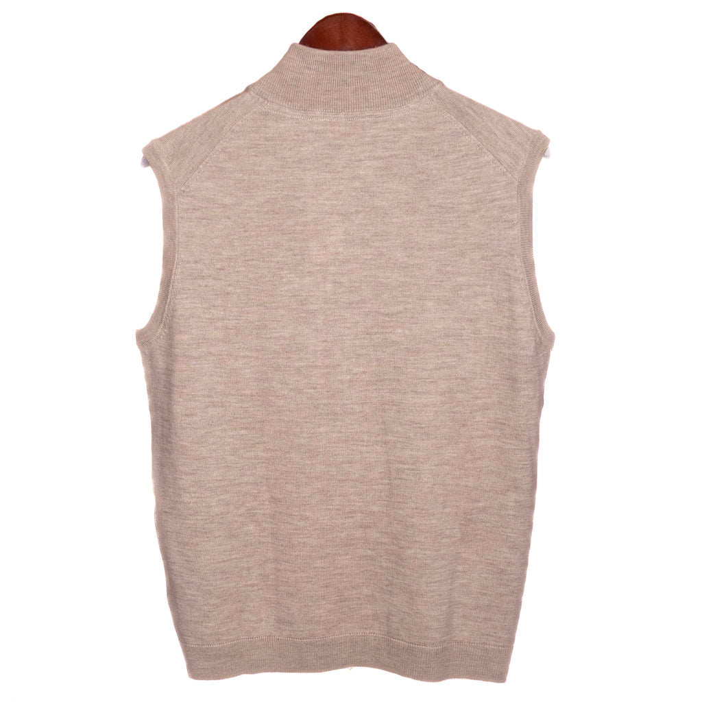 Taupe Merino Wool Full Zip Vest