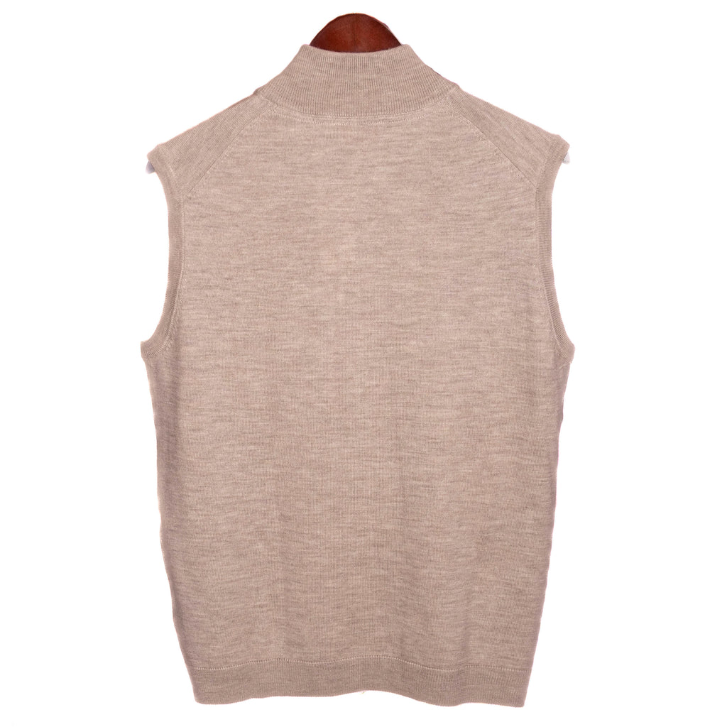 Taupe Merino Wool Full Zip Vest