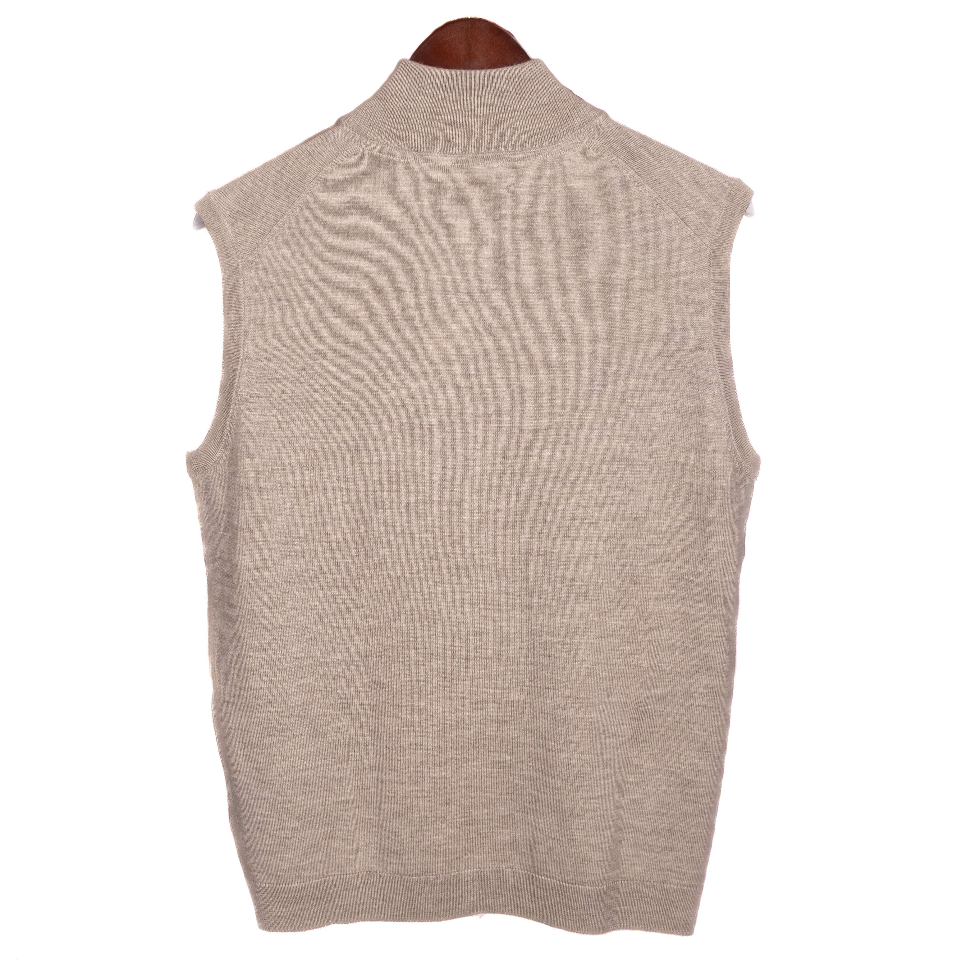 Taupe Merino Wool Full Zip Vest