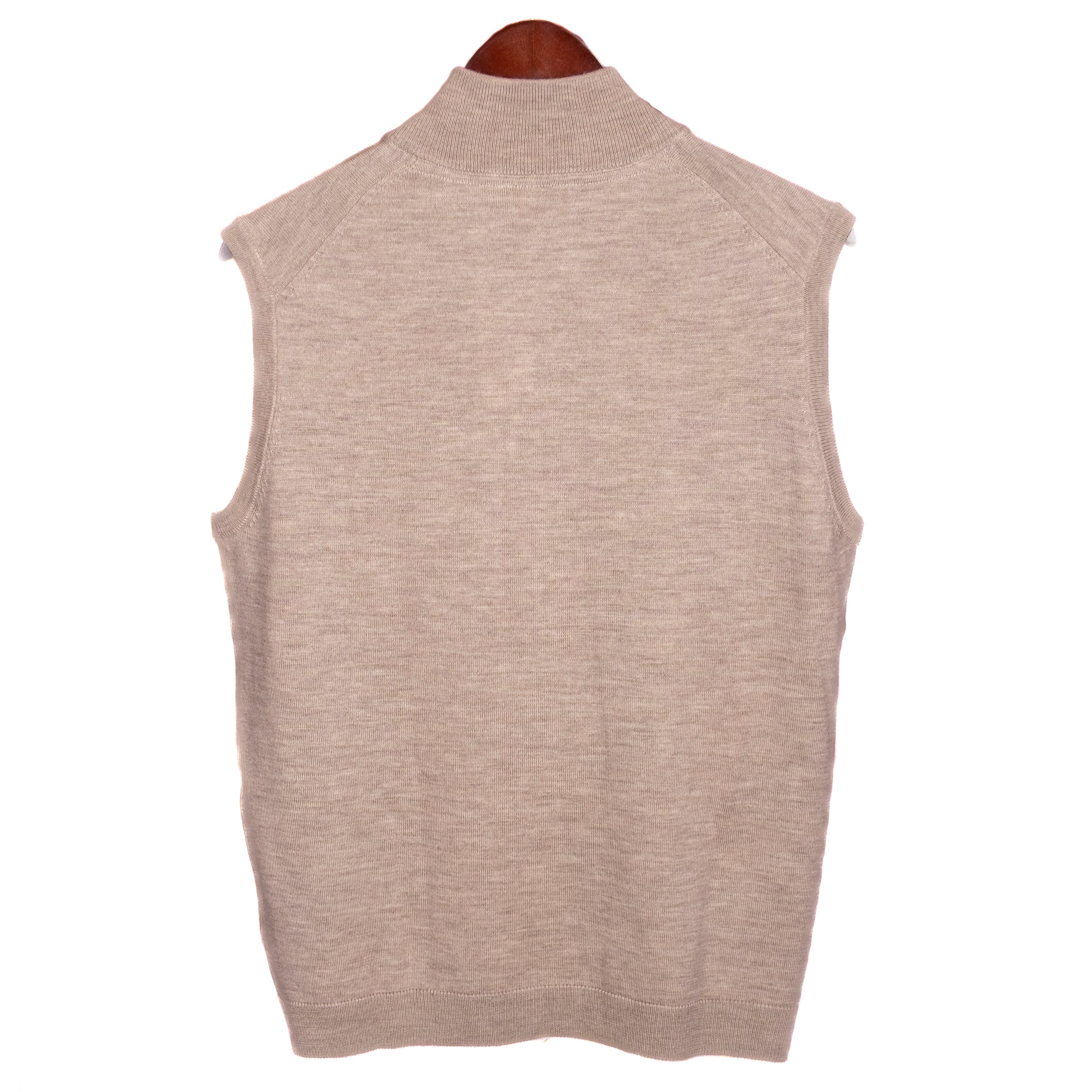 Taupe Merino Wool Full Zip Vest