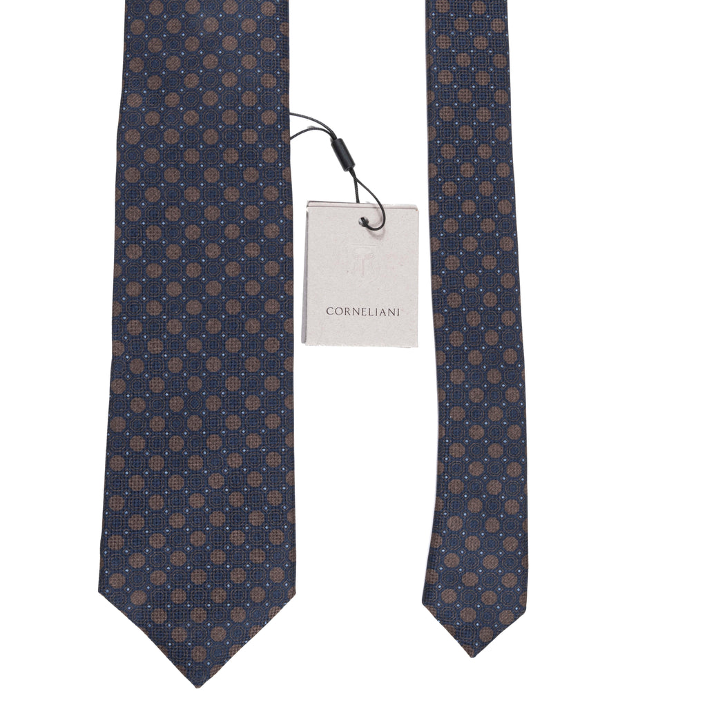 Navy Textured Silk Tie Corneliani