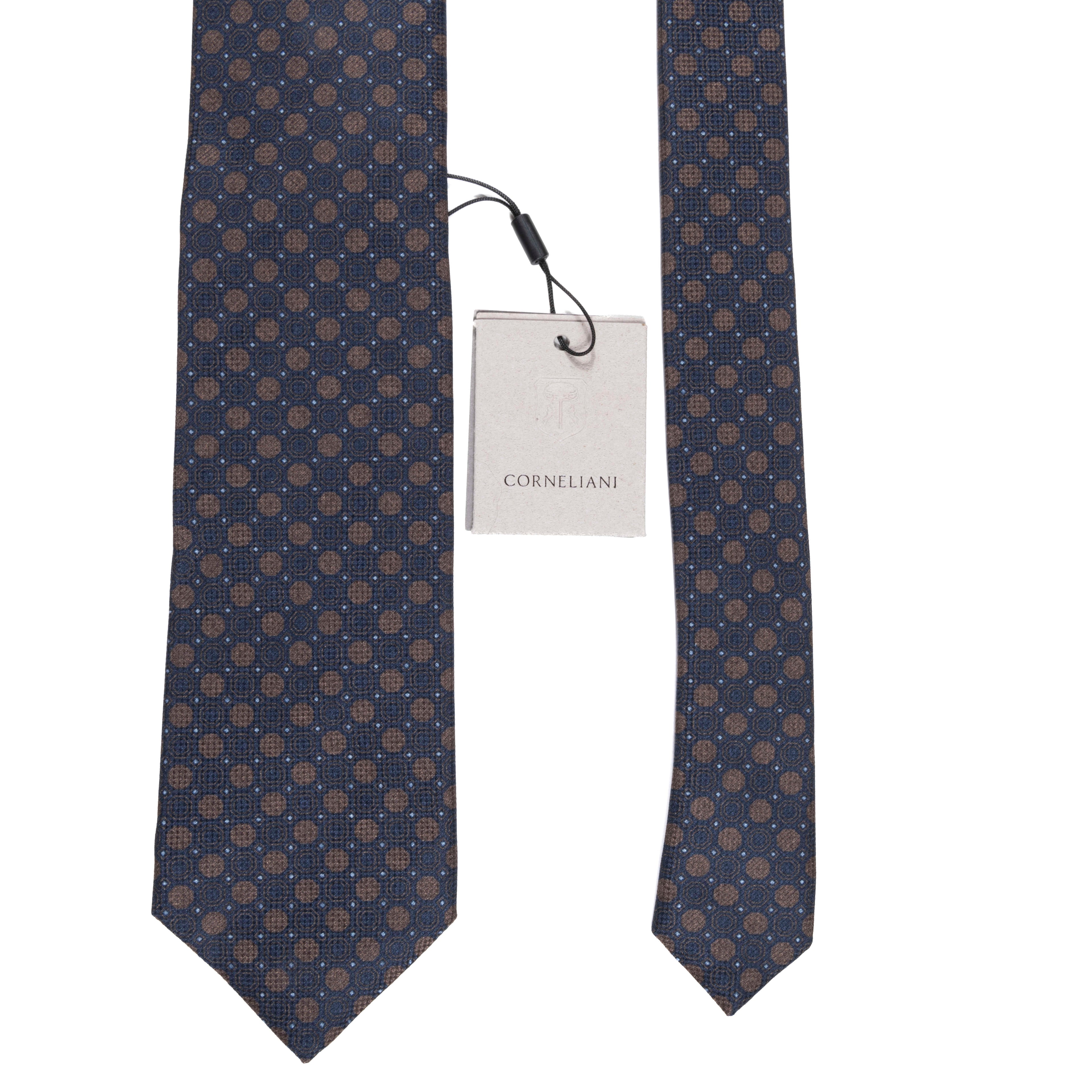Navy Textured Silk Tie Corneliani