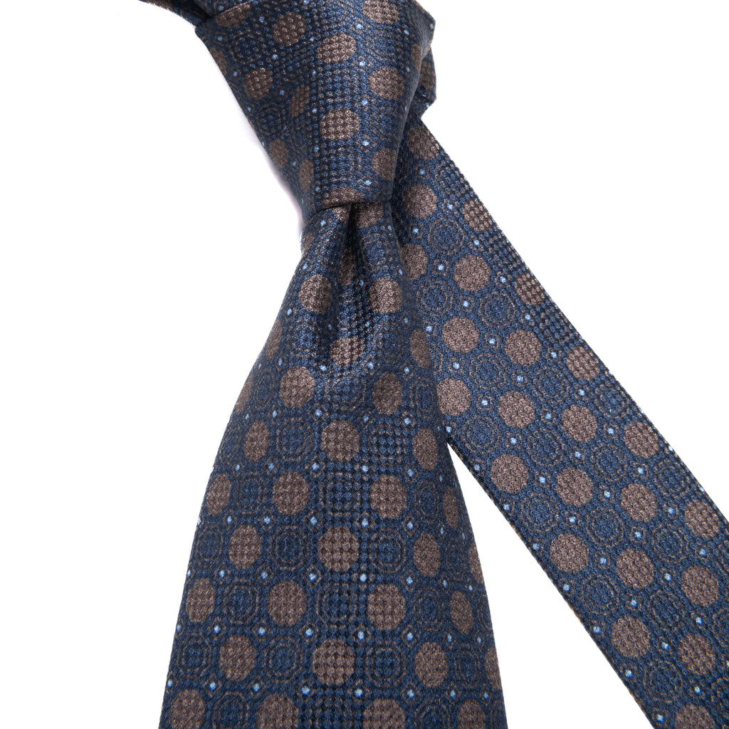 Navy Textured Silk Tie Corneliani