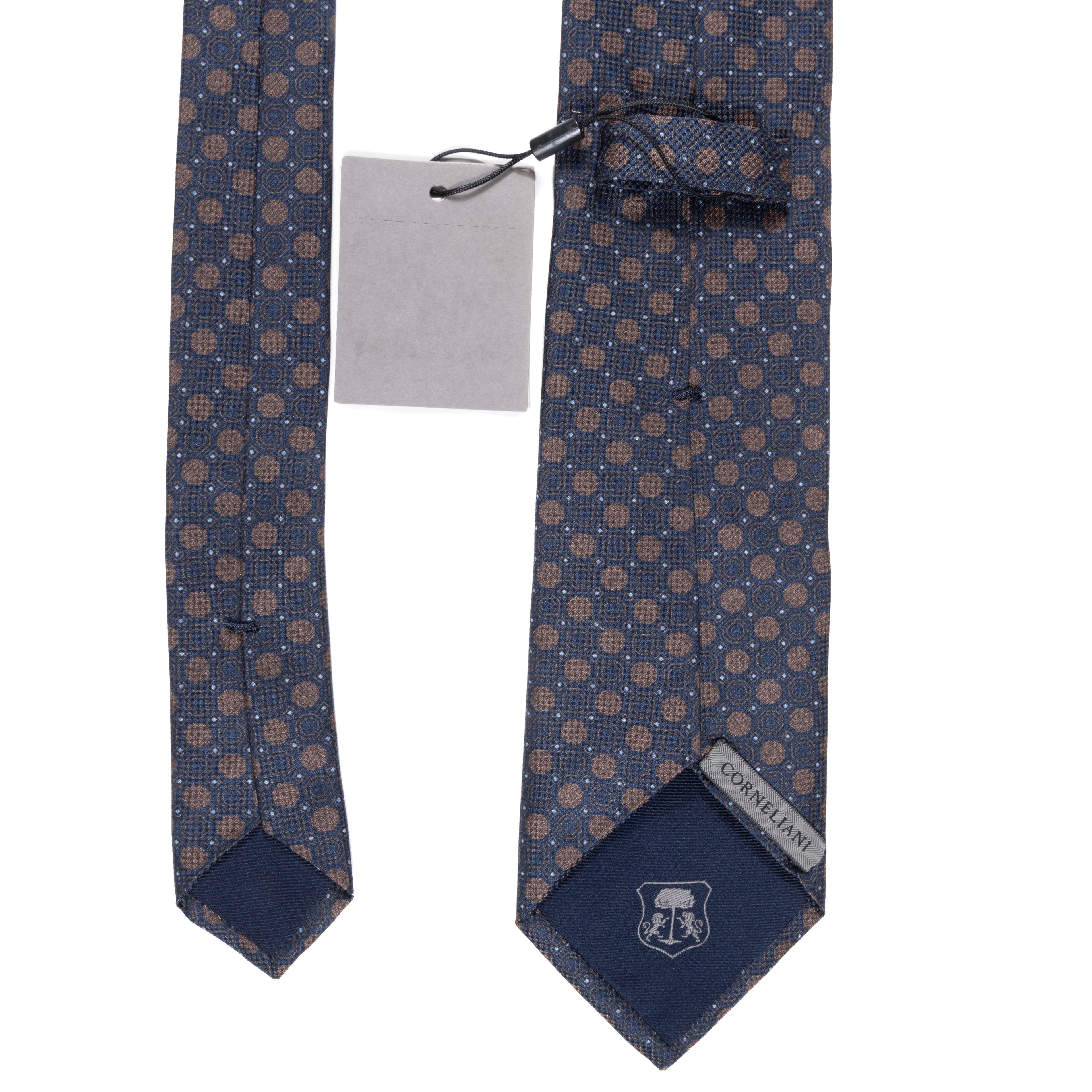 Navy Textured Silk Tie Corneliani