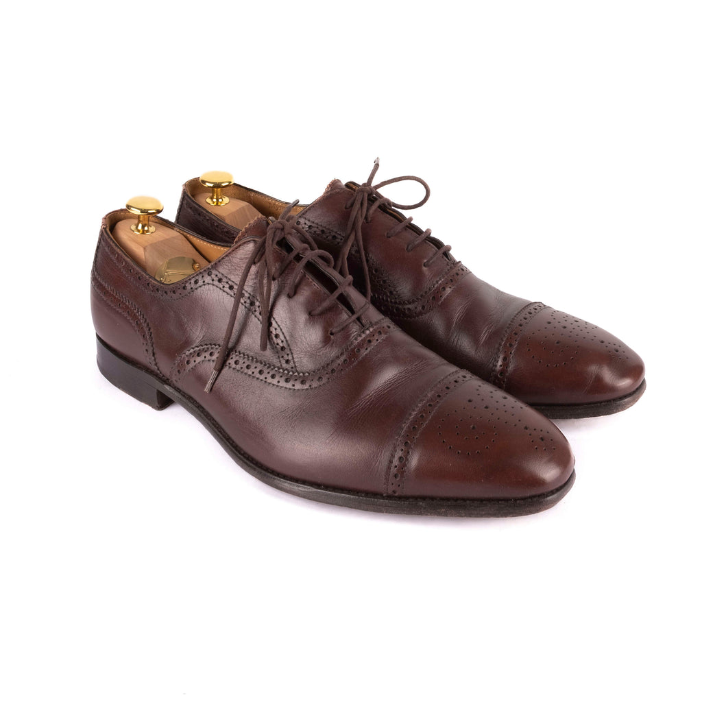 Dark Brown Cap Toe Brogue Oxfords