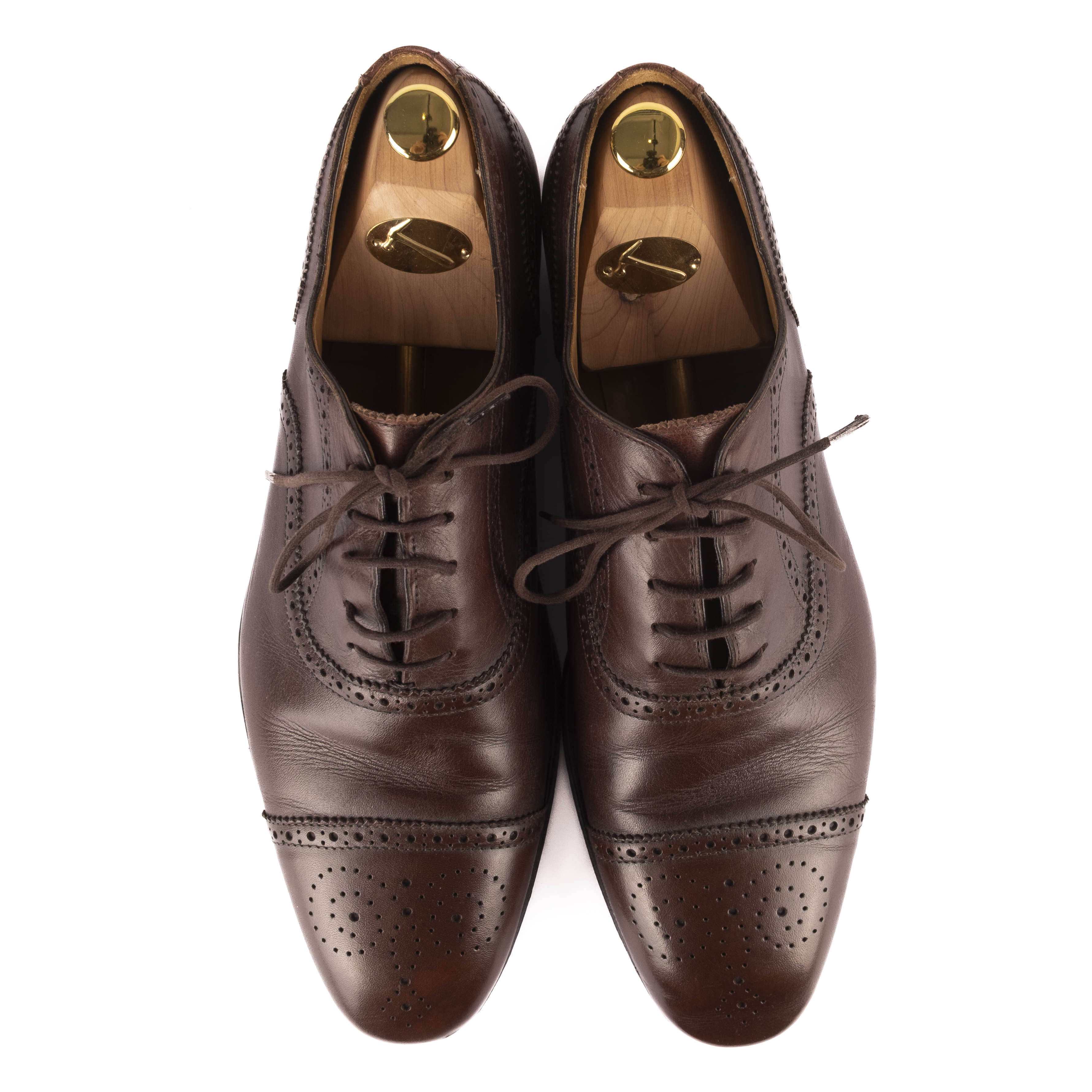 Dark Brown Cap Toe Brogue Oxfords
