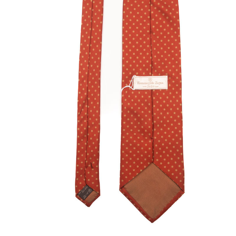 Zegna Red Tie with Yellow Dots