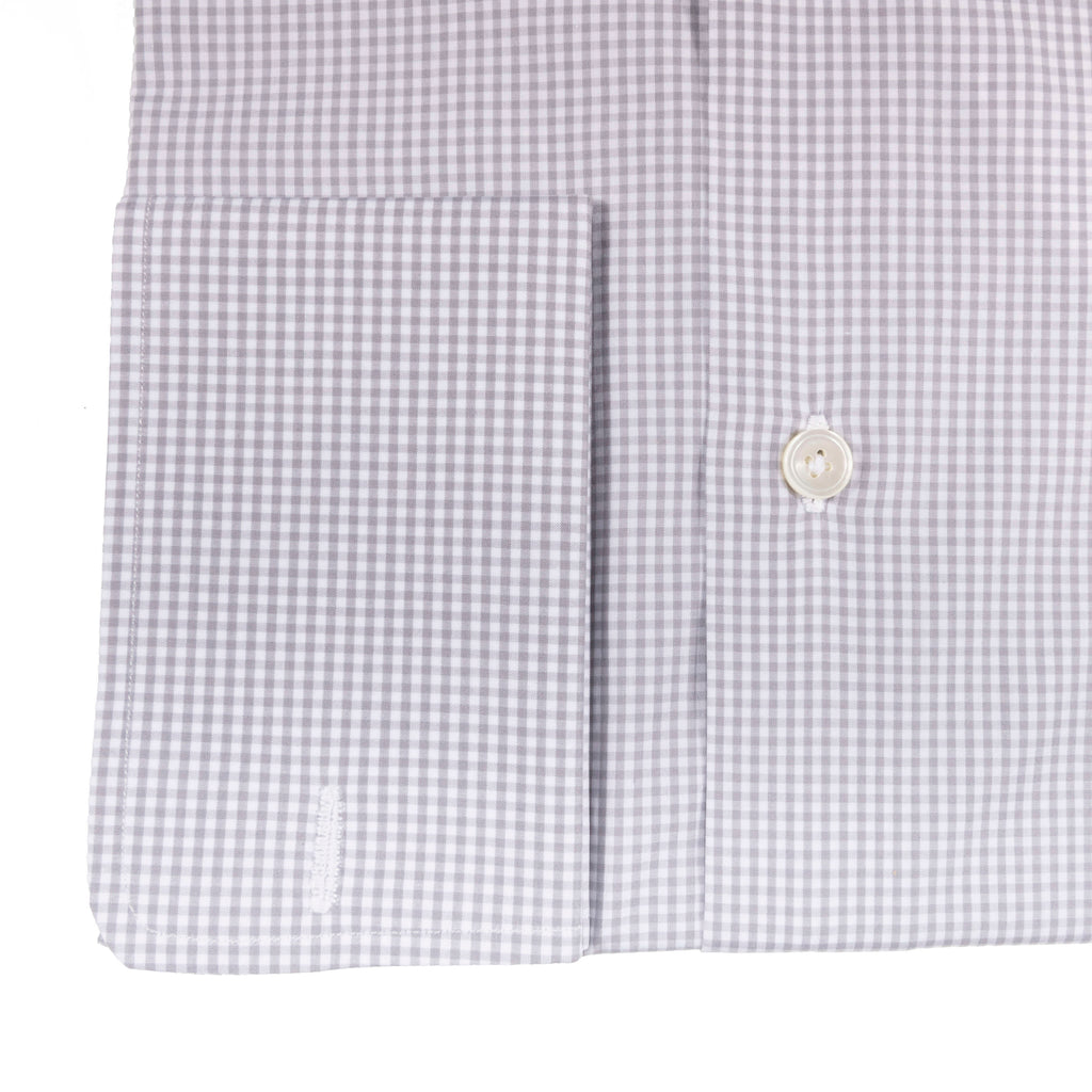 Light Grey Gingham French Cuff Buttondown Shirt 39