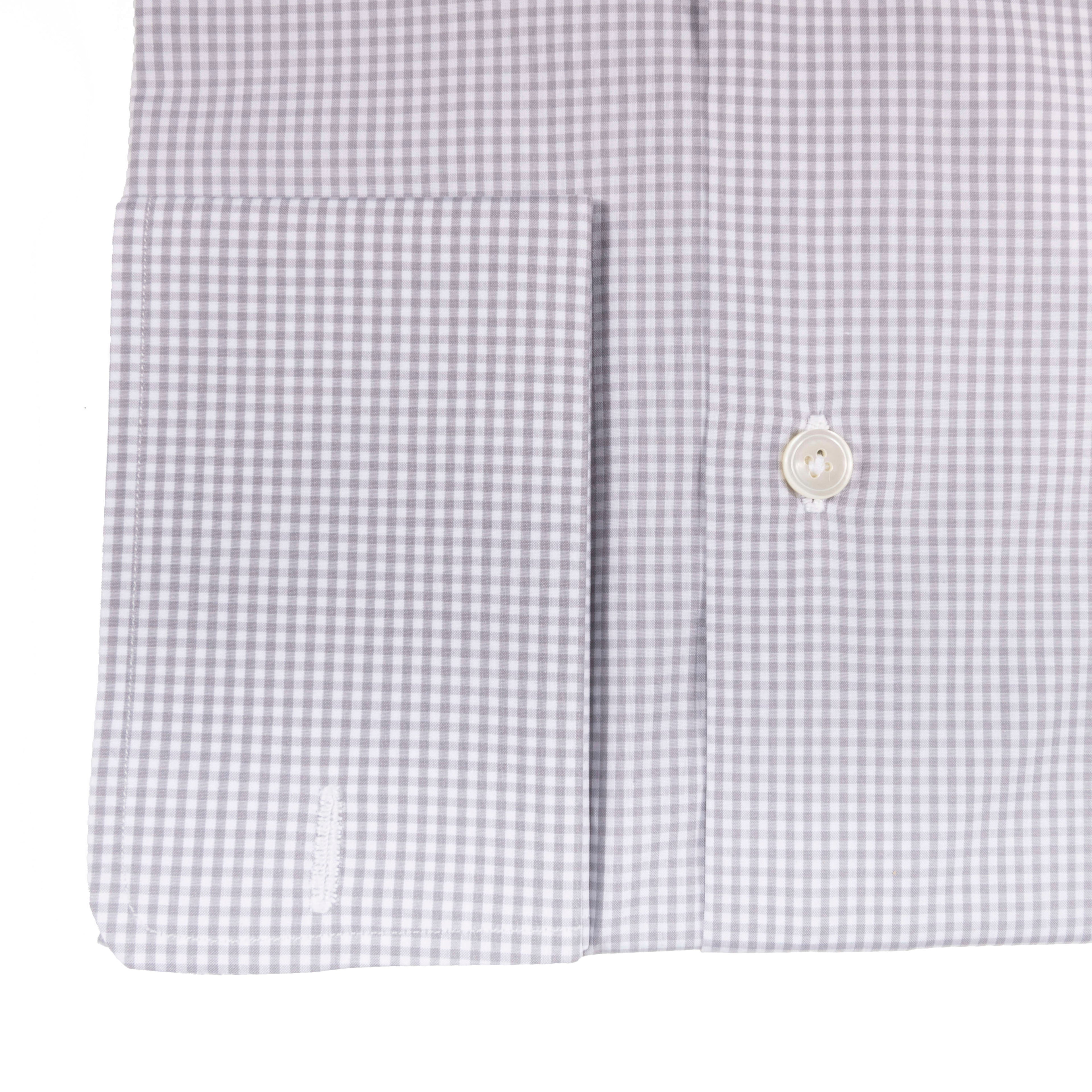 Light Grey Gingham French Cuff Buttondown Shirt 39