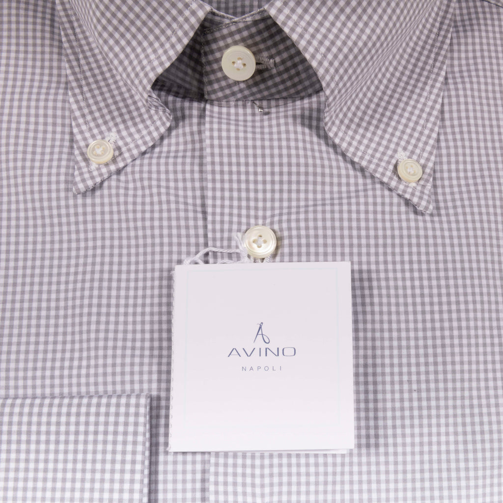 Light Grey Gingham French Cuff Buttondown Shirt 39