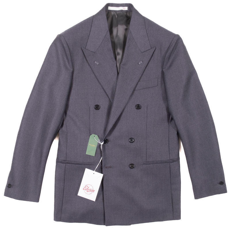 Neapolitan Hand Tailored Grey Double Breasted Cavalry Twill Sport Coat