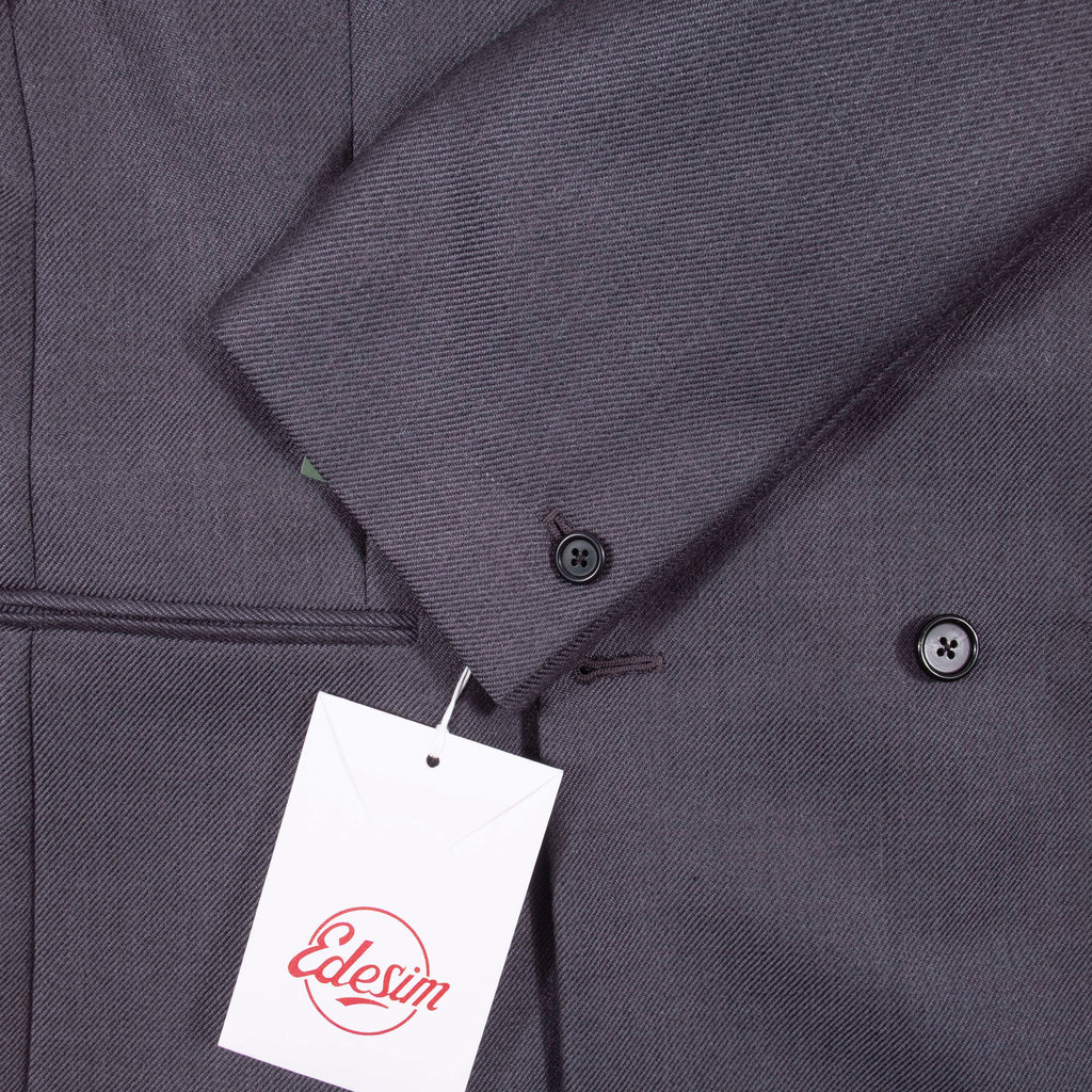Neapolitan Hand Tailored Grey Double Breasted Cavalry Twill Sport Coat Sz 50