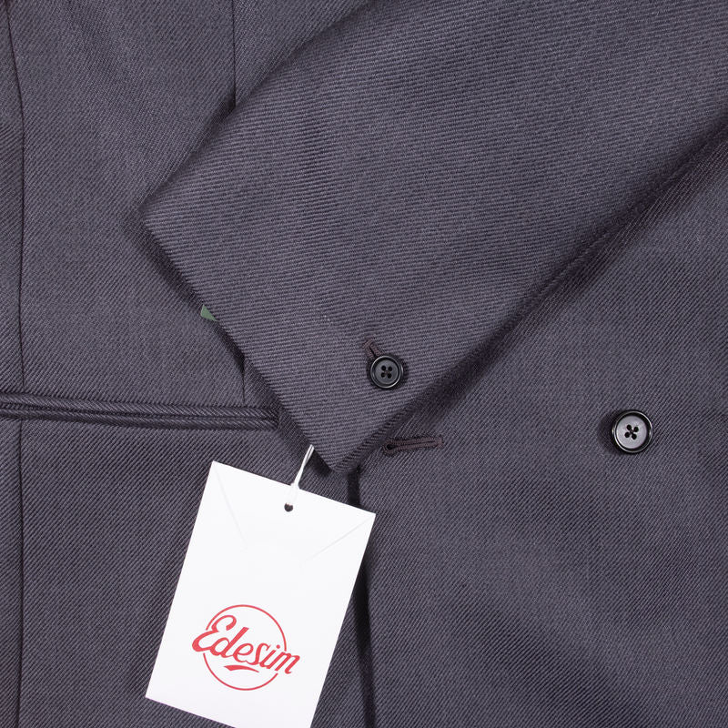 Neapolitan Hand Tailored Grey Double Breasted Cavalry Twill Sport Coat Sz 50