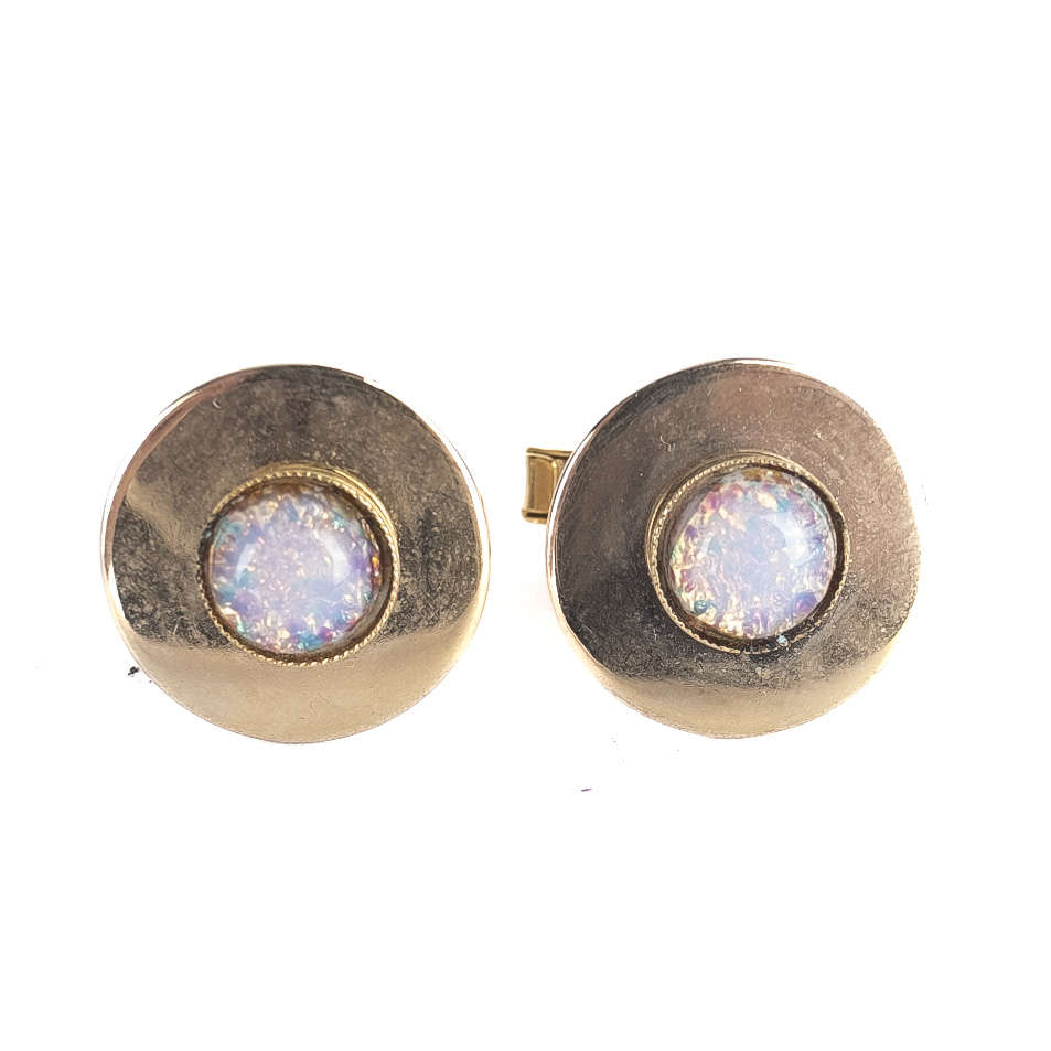 Gold Coloured Cufflinks with Stones