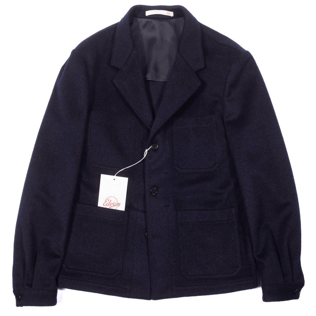 Neapolitan Hand Tailored Navy Utility Jacket, Wool, Sz 54