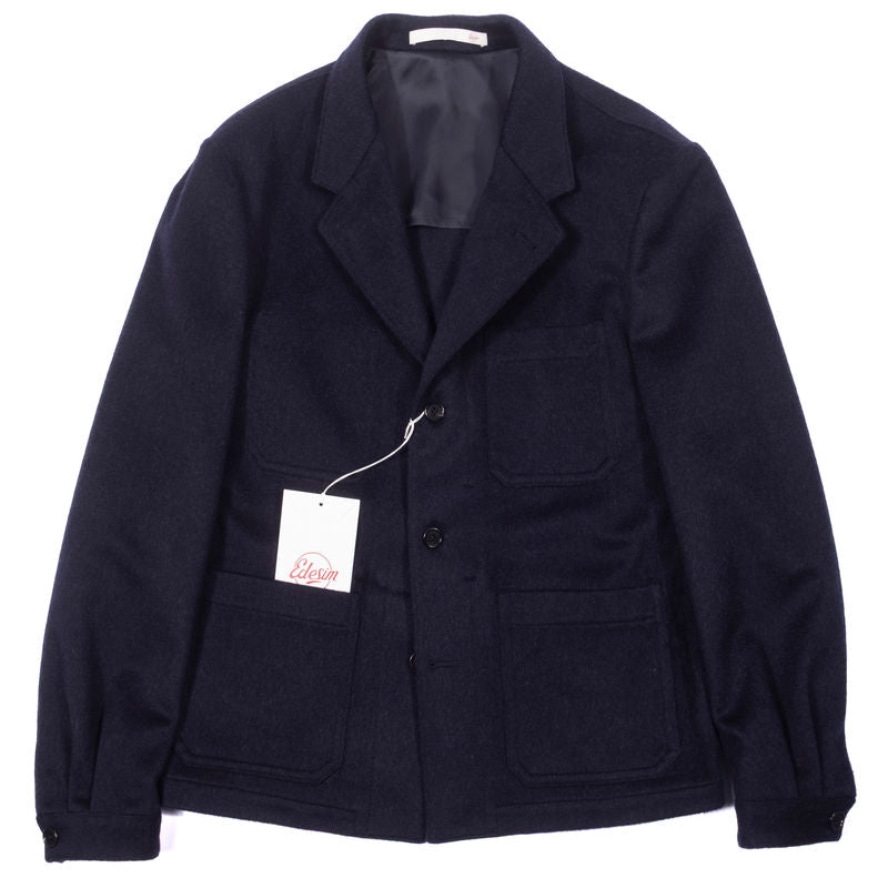 Neapolitan Hand Tailored Navy Utility Jacket, Wool, Sz 50