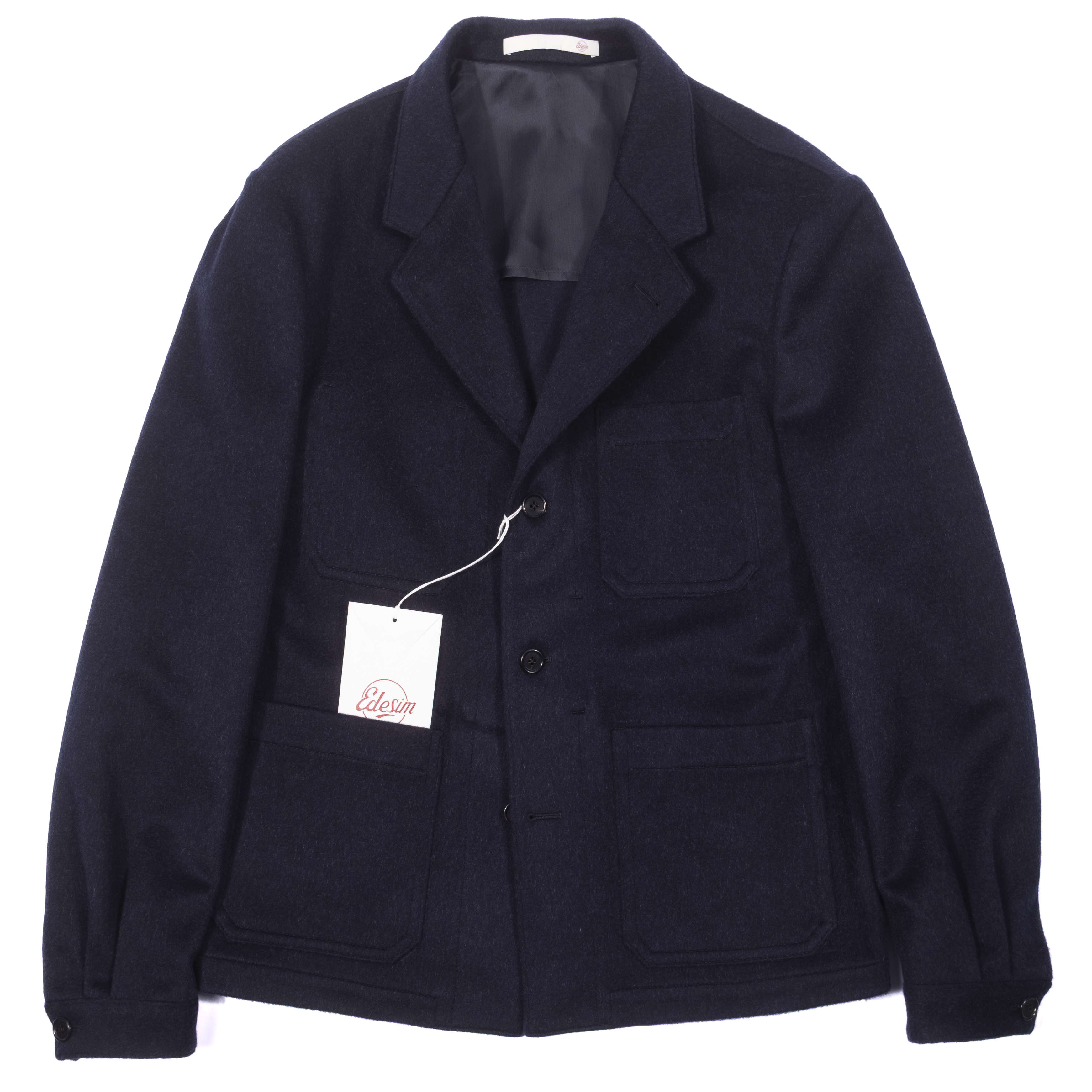 Neapolitan Hand Tailored Navy Utility Jacket, Wool, Sz 54