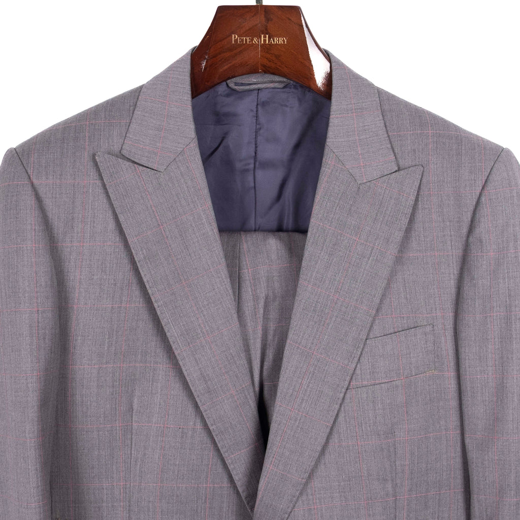 Grey Checked Peak Lapel Suit