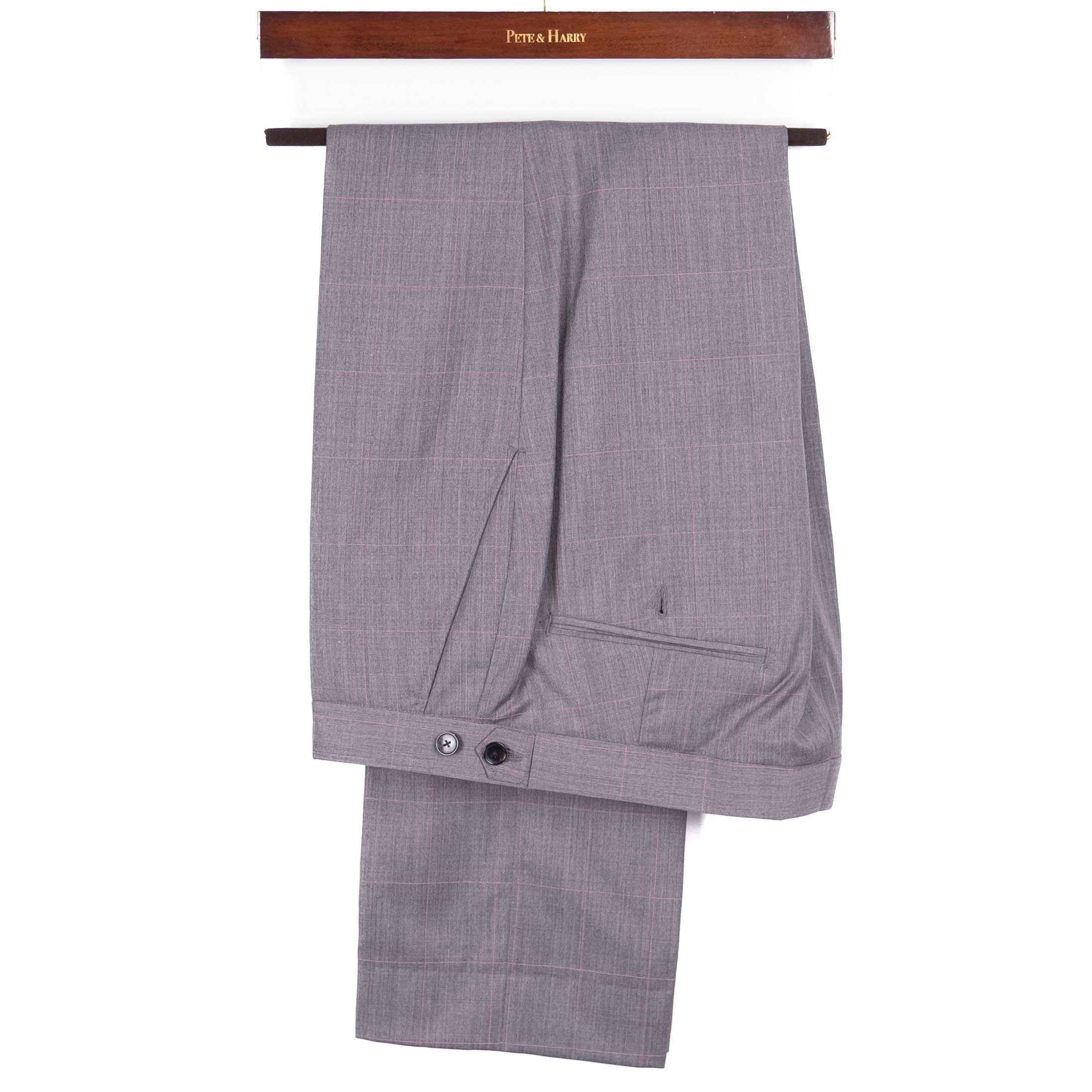 Grey Checked Peak Lapel Suit