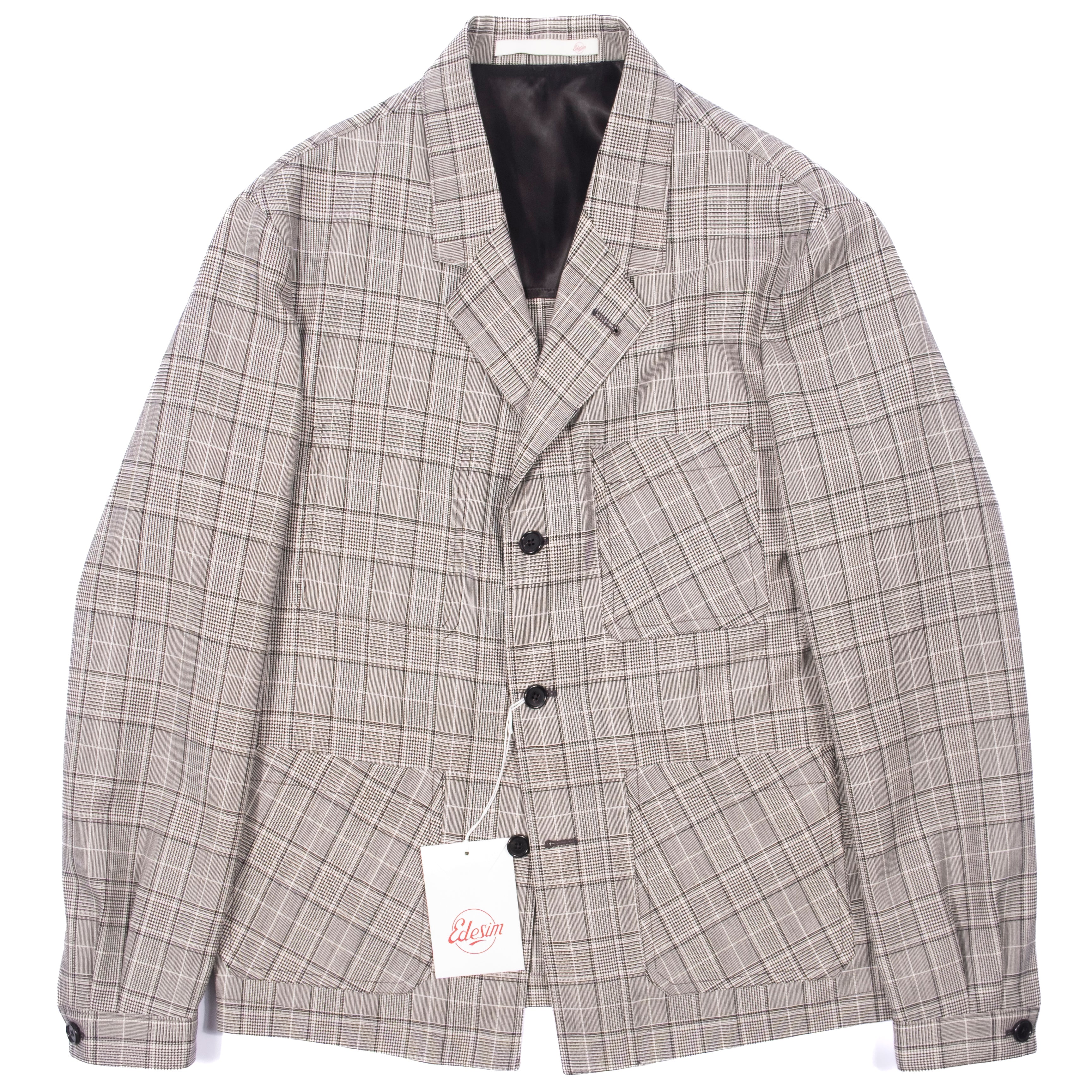 Neapolitan Hand Tailored Grey Checks Holland & Sherry Wool Utility Jacket