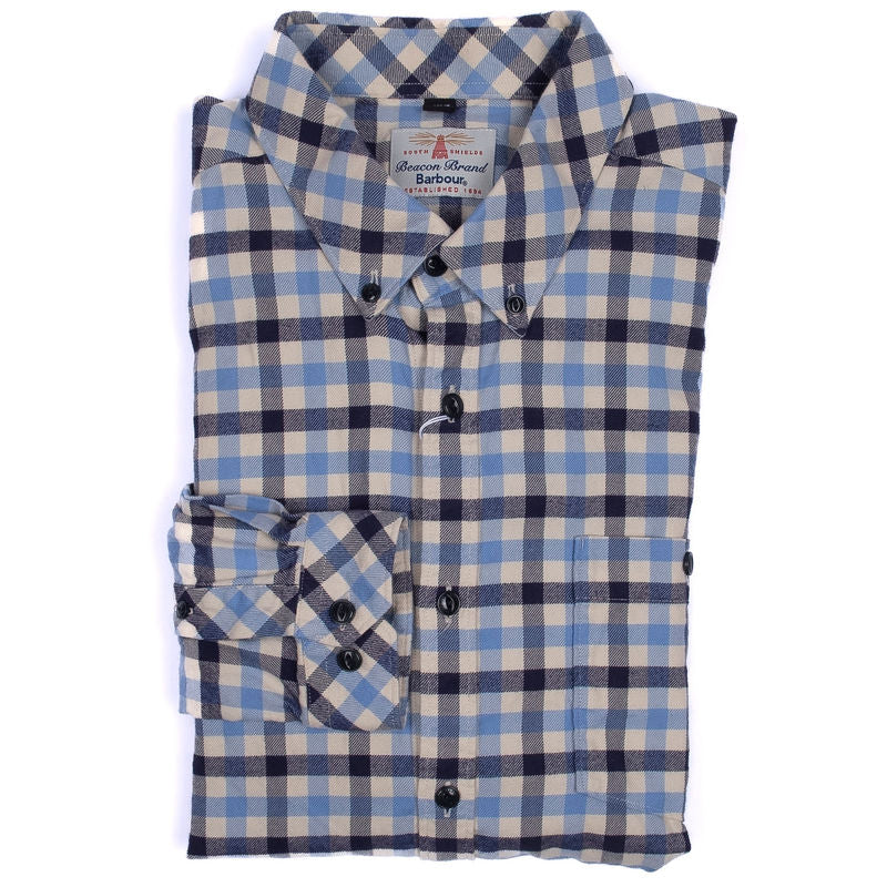 Barbour Blue and White Checks Buttondown Shirt