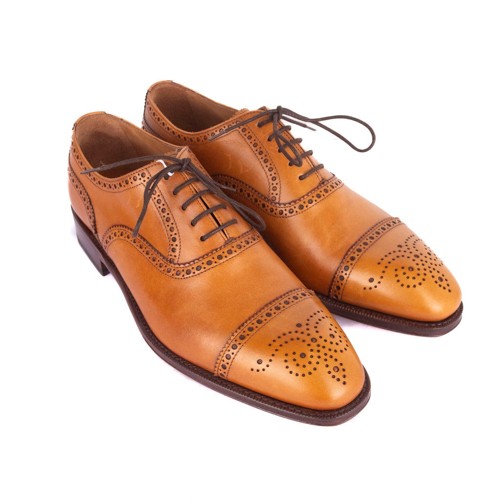Box Calf Cognac Cap Toe Brogue Oxfords