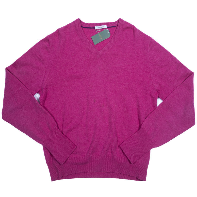 Rose & Born Cerise Cashmere V-Neck Sweater Sz 48