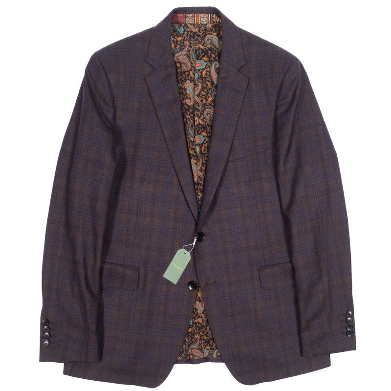 Etro Brown and Blue Check Suit