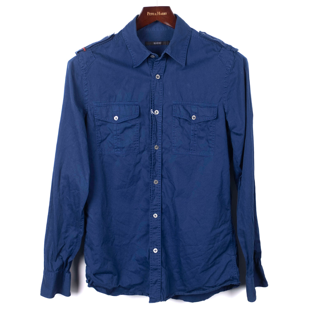 Blue Gucci Military-inspired Shirt