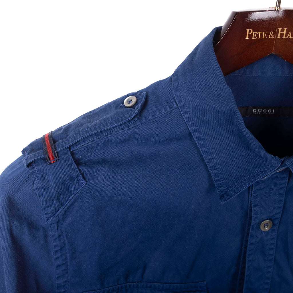 Blue Gucci Military-inspired Shirt