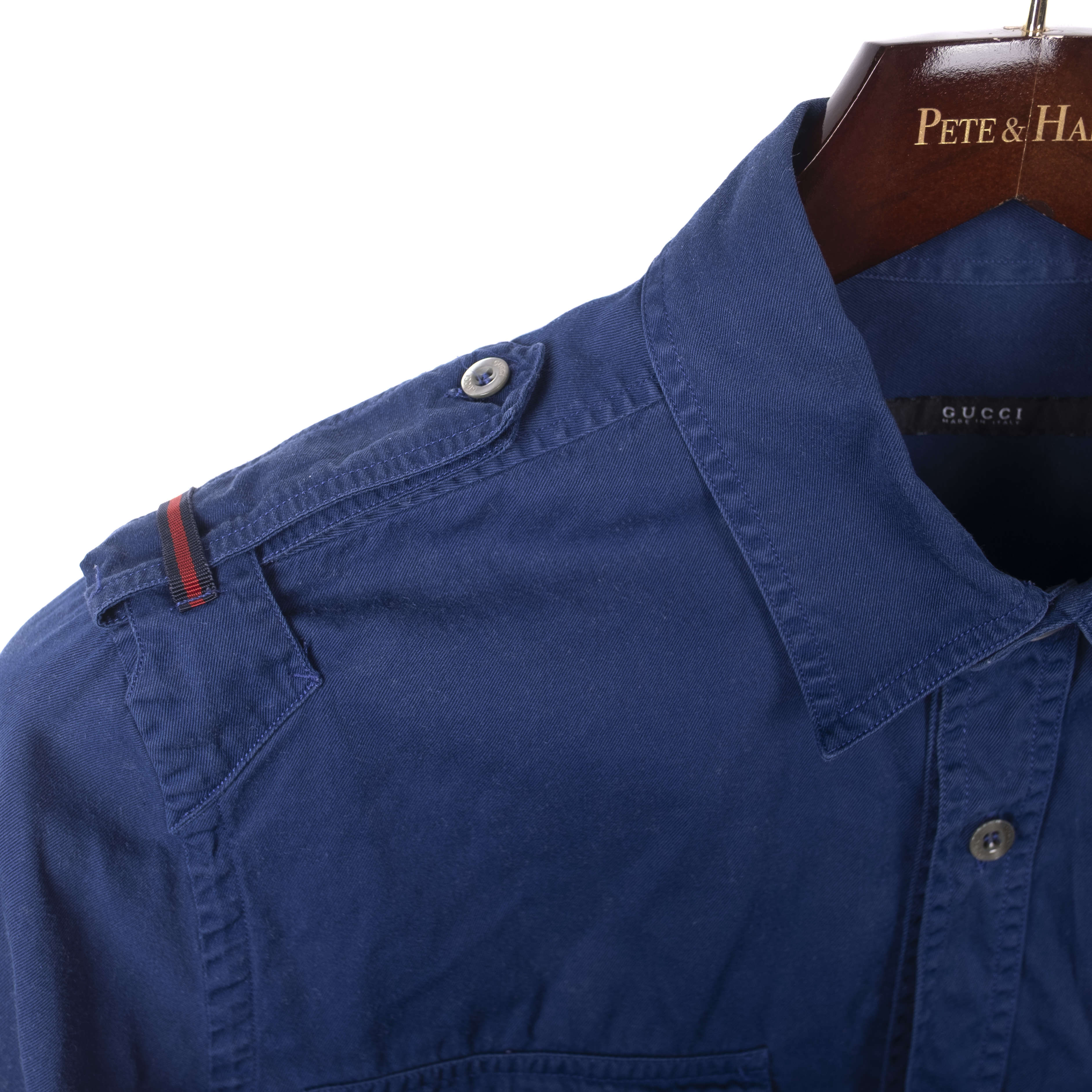 Blue Gucci Military-inspired Shirt