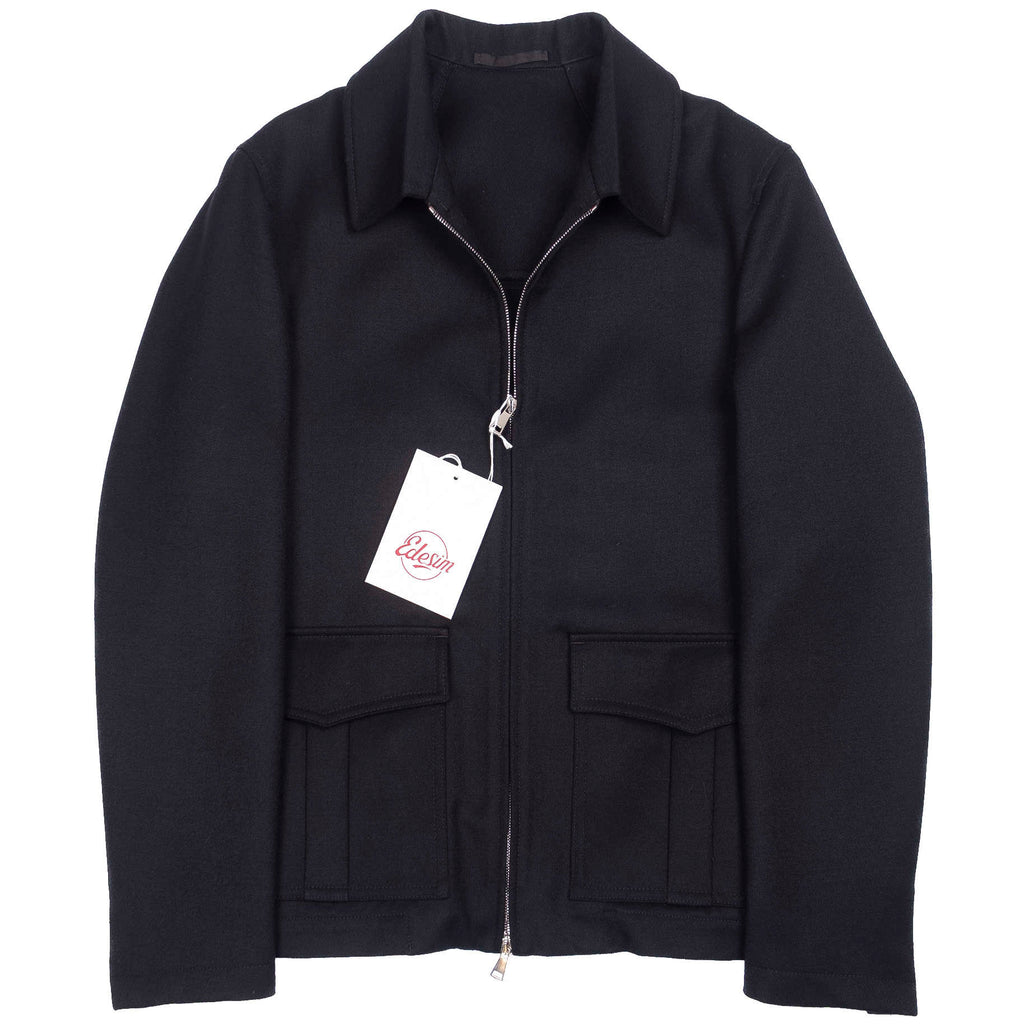 Neapolitan Hand Tailored  Black Dugdale Wool Jacket Sz 46