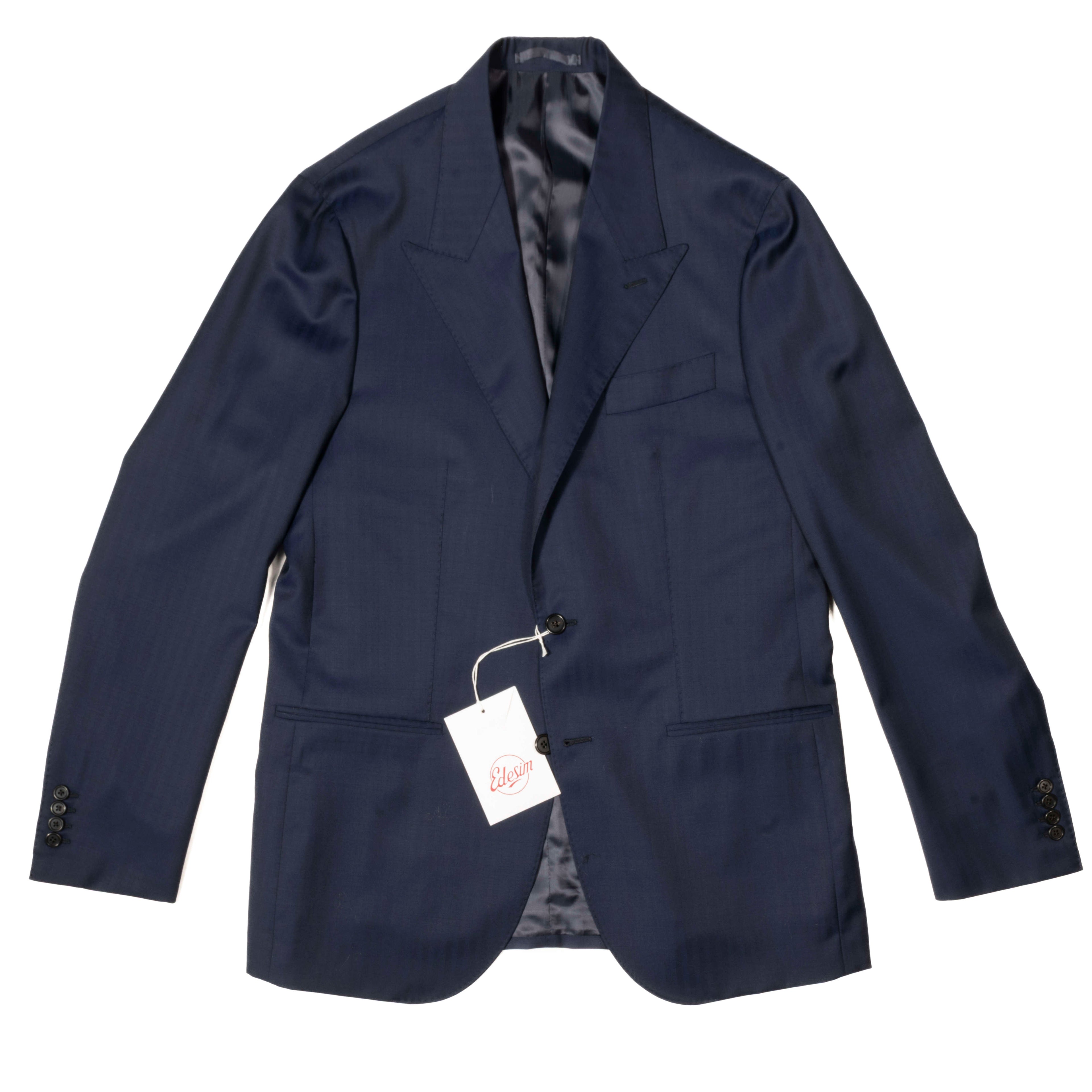Neapolitan Hand Tailored Peak Lapel Navy Suit