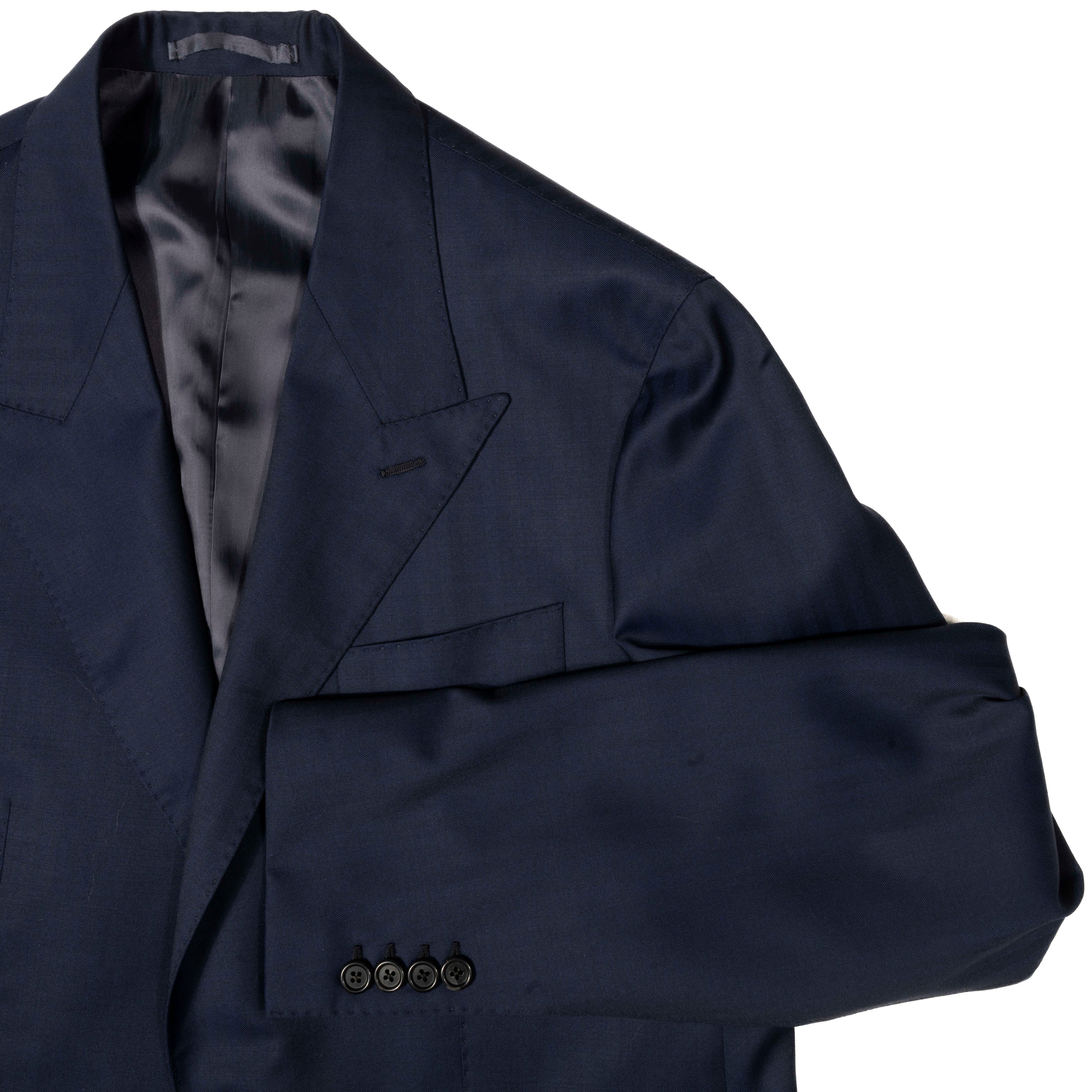 Neapolitan Hand Tailored Peak Lapel Navy Suit