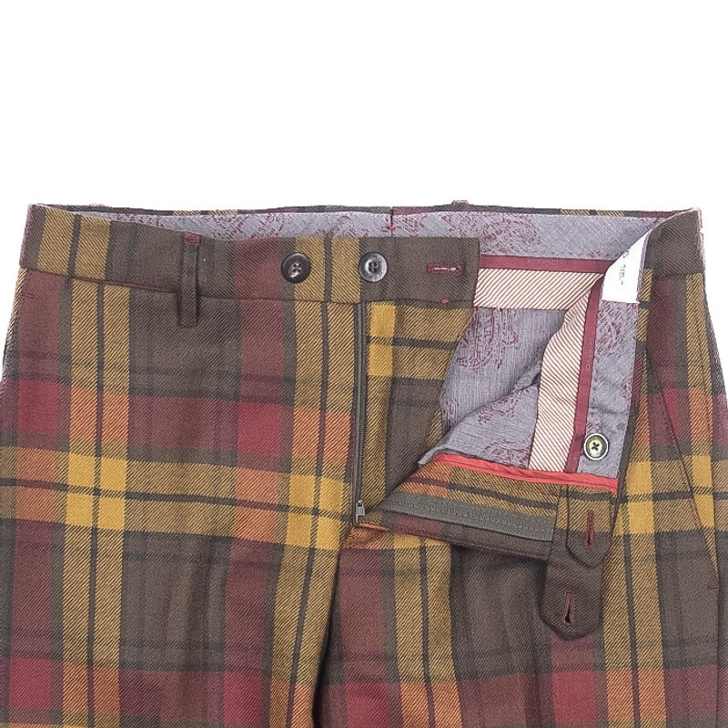 Multicoloured Checked Wool Trouser