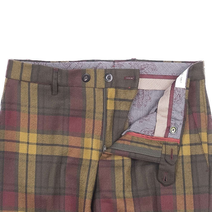 Multicoloured Checked Wool Trouser